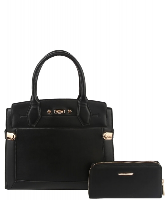 Fashion Top Handle 2-in-1 Satchel Set LMD022-Z-1W BLACK